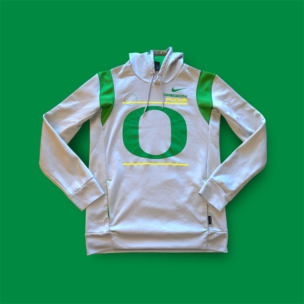 Nike Oregon Ducks ‘21 Team Sideline Performance Gray Pullover Hoodie | Size S